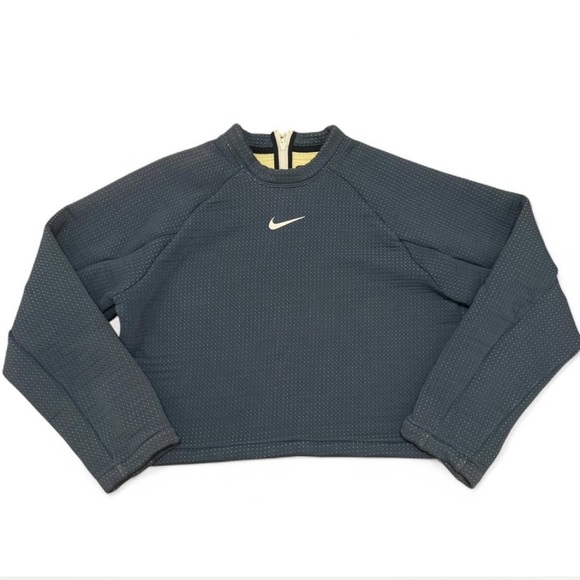 Nike women’s Sportswear Tech Fleece Center Check Logo Pullover crop Sweatshirt - Picture 1 of 6